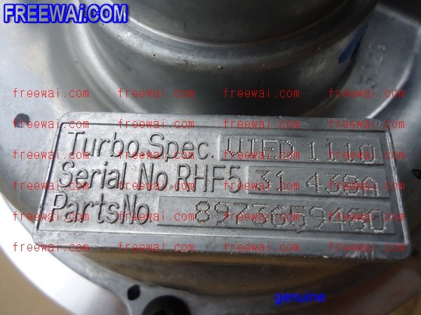 ウーテンシロ turbocharger for 4JH1T 3.0L 130HP engine on Isuzu pickup SUV
